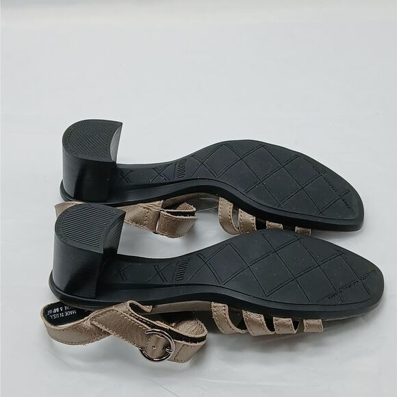 Munro Hallie Strappy Sandal Womens 6M Taupe . Metallic Leather Block Heel Shoes - Picture 6 of 10